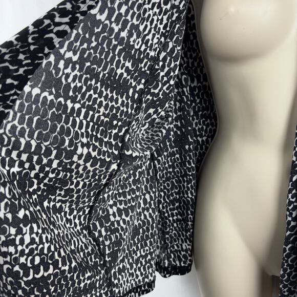 Bleeker & Mcdougal Black White Animal Print Open Cardigan 3/4 Sleeve XL - Picture 4 of 7